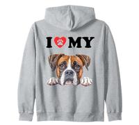 Boxer I Heart My Dog Funny Dog Lover Zip Hoodie