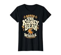 Boxer Kidney Bean Wiggle Funny Dog Owner Value Graphic T-Shirt, Women, Black, S