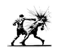 Boxer Landing a Knock Out Punch and Boxing Silhouette ko Punch Wall Stickers 67.2x72cm Wall beautification Black