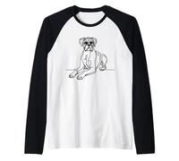 Boxer Line Art Dog Fan Raglan Baseball Tee