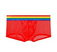 Boxer Men LGBT Rainbow Striped Patchwork Boxer Shorts Men Gay Pride Month Boxer Shorts Neon Color Swimming Shorts Swimming Pool Mesh Boxer Briefs LGBTQ Boxer Shorts Men Shorts and Bermuda Boxers
