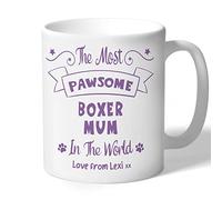 Boxer Mum Mug Personalised- Pawsome - Boxer Gifts (Lilac Print)