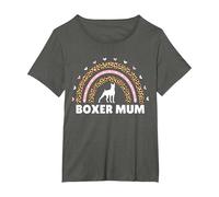 Boxer Mum Mummy Rainbow Leopard Funny Boxer Dog Lover Women T-Shirt, Women's Plus, Asphalt Grey, 5X
