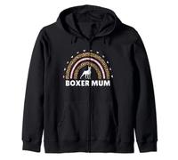Boxer Mum Mummy Rainbow Leopard Funny Boxer Dog Lover Women Zip Hoodie