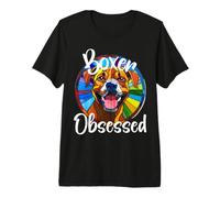Boxer Obsessed Stained Glass Canine Portrait Premium T-Shirt