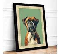 Boxer Portrait Framed Wall Art Print A1 Black