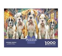 Boxer Puppy 1000 Piece Puzzle Cobblestone Street Home Decor Senior Leisure Enthusiasts Brain Training Retirement Gift for Grandparents 52x38cm/1000pcs