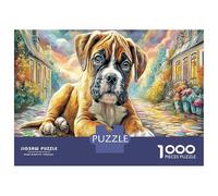 Boxer Puppy Jigsaw Puzzles Puzzles for Adults Kids. 1000 Pieces Great Gifts Challenge Toy Educational Game Home Decoration for Adults& Kids Age 14 Years Up 70x50cm/1000pcs