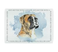 Boxer Rectangular Glass Worktop Protector - Life's Better with a Dog Gift - Large Textured Kitchen Chopping/Cutting Board Worktop Saver with Non-Slip Feet 39cm x 28.5cm (15" x 11")