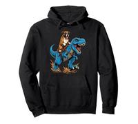 Boxer Riding T Rex Dinosaur Funny Dog Prehistoric Ride Pullover Hoodie