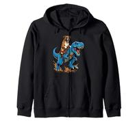 Boxer Riding T Rex Dinosaur Funny Dog Prehistoric Ride Zip Hoodie