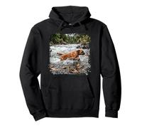 Boxer River Crossing Forest Stream Action Scene Pullover Hoodie