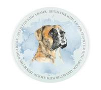 Boxer Round Glass Worktop Saver - Life's Better with a Dog Gift - Textured Kitchen Chopping/Cutting Board Worktop Protector with Non-Slip Feet 30cm x 30cm (12" x 12")