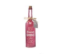 Boxer SB1114 Light-Up LED 'Best Friends' Glass Starlight Bottle | Beautiful, Decorative Homeware Perfect for Her | Complete with Gift Tag, Red, 6.7 x 6.7 x 29.5 cm