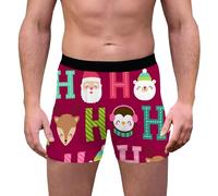 Boxer Shorts Funny Novelty, Mens Sexy Christmas Outfit, 3d Novelty Xmas Underpants Breathable Comfortable Boxers Reindeer Santa Claus Printed Underwear for Valentine's Day, Christmas Day