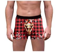 Boxer Shorts Funny Novelty, Mens Sexy Christmas Outfit, 3d Novelty Xmas Underpants Breathable Comfortable Boxers Reindeer Santa Claus Printed Underwear Personalised Funny Gifts for Him Boyfriend