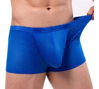 Boxer Shorts Men Sexy Mesh Underwear Y Fronts Boxers Shorts Plain Low Rise Shorts & Trunks UK Hipster Underpants Breathable Trunks Sleepwear for The Bedroom Blue