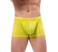 Boxer Shorts Men Sexy Mesh Underwear Y Fronts Boxers Shorts Plain Low Rise Shorts & Trunks UK Hipster Underpants Breathable Trunks Sleepwear for The Bedroom Yellow