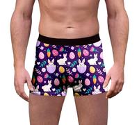 Boxer Shorts Men's Easter Bunny Series Retro Shorts Comfortable Breathable Underwear Soft Underwear Stretch Lightweight Party Low Rise Boxer Brief Trunks Sports Short Pants Dark Purple