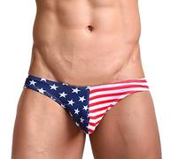 Boxer Stars Mens Flag Underwear Stripes Briefs American Underpants Men's underwear Mens Tall Silk Long Underwear (Blue, S)