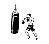 Boxer Training with Punching Bag of Fitness Sport Strength and Combat Wall Stickers 38x51.1cm Can Modify and add Information Black