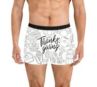 Boxers For Men Loose Fit,Funny Pants For Men,Daily Wear Men’s Briefs Featuring Thanksgiving Doodle Print - Soft Breathable Stretch Fabric For Everyday Comfort And Holiday Cheer (White, XXXL)