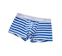 Boxers for Men, Men's Youth Stripe Low Waist Four Corner Flat Underwear Shorts Comfortable Breathable Soft Stretch Fit