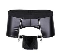 Boxers for Men,Metallic Boxers Shorts wiht Zip Front Open Bulge Pouch Trunks,Sexy,Underpants Erotic Lingerie Low Rise Dancewear Clubwear for Stag Do Fancy Dress Costume Black