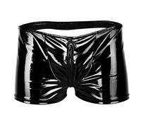 Boxers for Men, Metallic Boxers Shorts wiht Zip Front Open U Bulge Pouch Trunks Sexy Underpants Erotic Lingerie Low Rise Dancewear Clubwear for Stag Do Fancy Dress Costume Black