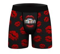Boxers for Men- Novelty Shorts Pyjamas for Men Bulge Pouch Funny Panties Designer Boxers for Men for Birthday Christmas Xmas Party Red