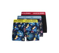 JACK & JONES Men's Jacflower Bird Trunks 3 Pack Noos Boxer Shorts, Surf the Web/Detail:black - Black, L