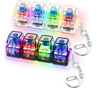 Boxgear 2 Pack Keyboard Fidget Keychain with LED Lights, 4-in-1 Stress Relief Clicker Toy, Keyboard Button Finger Clicker for Anxiety Relief, Sensory Decompression Toy for Kids & Adults (Transparent)