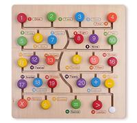 Boxiki kids Montessori Numbers Puzzle Wooden Maths Board Game for Toddlers 1-20 - Educational Number Recognition & Arithmetic Symbols Sorting Toy, Preschool Learning Gift for Boys and Girls