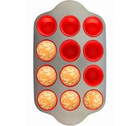 Boxiki Kitchen Non-Stick 12 Cup Silicone Muffin Pan with Steel Frame - BPA Free, Non-Toxic, Anti-Warp, Durable & Easy to Pop Silicone Muffin Tin - Perfect Cupcake Pan