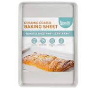 Boxiki Kitchen Non-Stick Quarter Ceramic Baking Sheet - Slick & Non-Toxic Ceramic Coating, PTFE & PFOA Free Cookie Sheet Pan - Perfect for Baking, Roasting, and More. (Quarter Sheet Pan)
