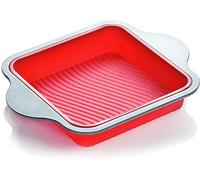 Boxiki Kitchen Non-Stick Silicone 8x8 Square Cake and Brownie Pan with Easy Grip Steel Frame Handles - Easy to Release, Oven & Dishwasher Safe…