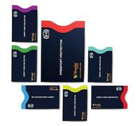 Boxiki Travel RFID Blocking Sleeves, Set with Color Coding. Identity Theft Prevention RFID Credit Card Holders (Navy 7 PCS)