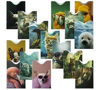 Boxiki Travel Set of 15 RFID Blocking Sleeves Best Way to Protect Your Cards from Electronic Theft. Durable, Lightweight, and Compact Design to fit in Any Pocket or Purse. (Animals Theme)