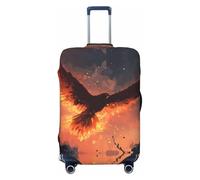 BOXILTD Bathing Fire Phoenix Travel Luggage Cover Protector - Suitcase Cover Protector Fit 18-32 Inch Luggage, Black, purple, red, Black, S