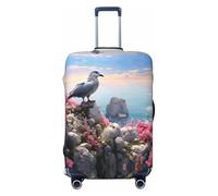 BOXILTD Birds on the Stone Travel Luggage Cover Protector - Suitcase Cover Protector Fit 18-32 Inch Luggage, Black, purple, red, Black, L