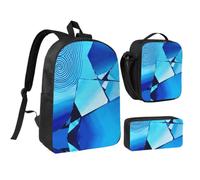 BOXILTD Blues Spiral Shadow Print Backpack Set with Lunch Tote Pencil Pouch