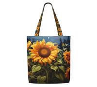 BOXILTD Bohemian pattern Shopping Bags - Reusable Large Capacity Canvas Shopping Bag for Groceries, Work and Daily Use, Yellow Sunflower, One Size