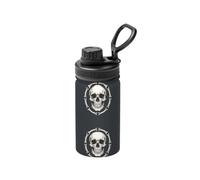 BOXILTD Border Skull Print Halloween 12oz Insulated Water Bottle | Show Off Your Spooky Halloween Vibe, Fun Themed Bottle For Outdoor Halloween Activities