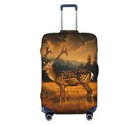 BOXILTD Deer on the grassland Travel Luggage Cover Protector - Suitcase Cover Protector Fit 18-32 Inch Luggage, Black, purple, red, Black, L