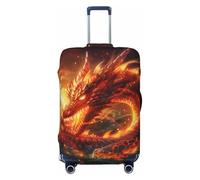 BOXILTD Dragon King in Fire Travel Luggage Cover Protector - Suitcase Cover Protector Fit 18-32 Inch Luggage, Black, purple, red, Black, S
