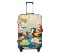 BOXILTD Ducks in the water Travel Luggage Cover Protector - Suitcase Cover Protector Fit 18-32 Inch Luggage, Black, purple, red, Black, S