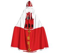 BOXILTD Flag of Hessen Unisex Adults Hooded Cloak Cape - Black & White Hooded Cloaks for Halloween Cosplay Costumes, Flag of Gibraltar, One size