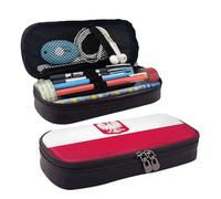 BOXILTD Flag of Poland Leather Pencil Case - Multi Purpose Pencil Case With Zipper Closure A Cute Pen Holder Suitable For Work