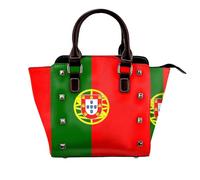 BOXILTD Flag of Portugal Studded Handbag for Women - Women's Large Crossbody Bag Leather Handbag Suitable for Daily Travel, Black
