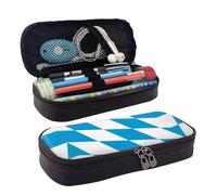 BOXILTD Flag of the Bavarian lozenge variant Leather Pencil Case - Multi Purpose Pencil Case With Zipper Closure A Cute Pen Holder Suitable For Work